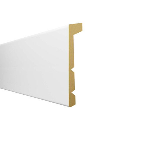 Cubrezócalo liso con pasacable de mdf revestido papel blanco de 2.44 m