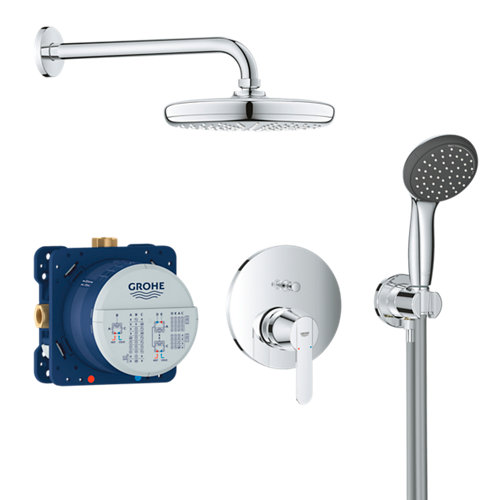Conjunto de ducha empotrado monomando grohe get gris / plata