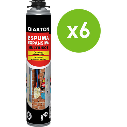 Caja de 6 espumas expansiva axton 750ml pistola