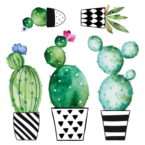 Sticker wa m watercolour cactus adh. 54114 30x30