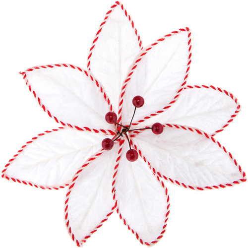 Adorno clip en flor poinsettia blanca 13 cm