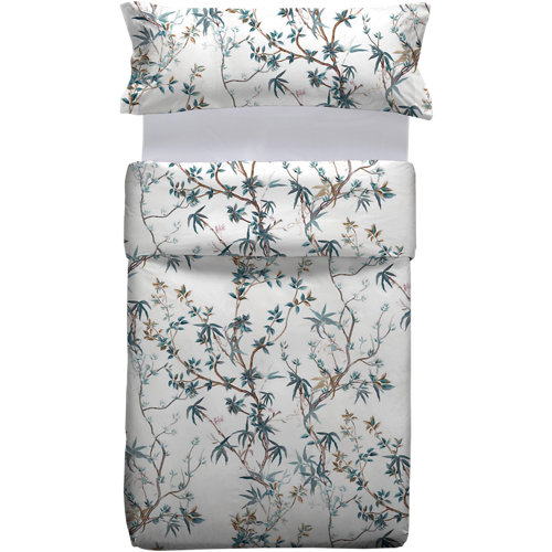 Funda nórdica vardi floral algodón 200 hilos multicolor azul para cama de 105 cm