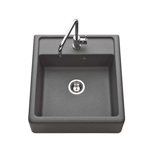 Fregadero sobre encimera de granito gris chambord para muebles de 60 cm