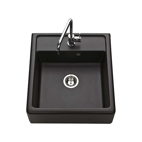 Fregadero sobre encimera de granito negro chambord para muebles de 60 cm