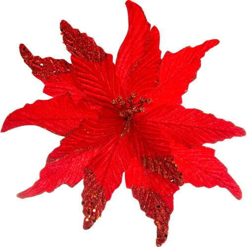 Adorno clip poinsettia rojo 27 cm