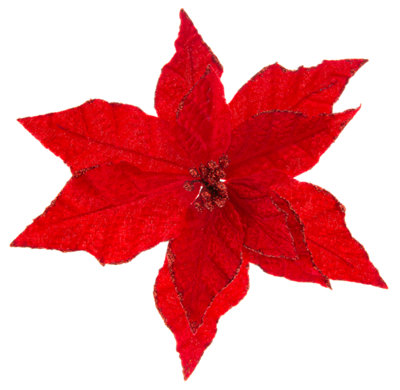 Adorno clip poinsettia rojo Navidad 18 cm