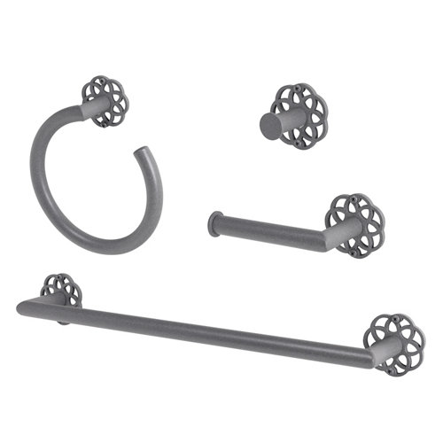 Set accesorios baño mandala gris piedra con textura de la marca CROMADOS MODERNOS en acabado de color Gris / plata fabricado en Latón