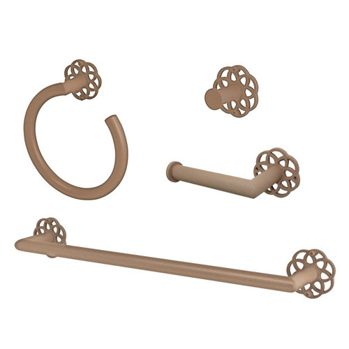 Set accesorios baño mandala jordania con textura de la marca CROMADOS MODERNOS en acabado de color Rosa fabricado en Latón