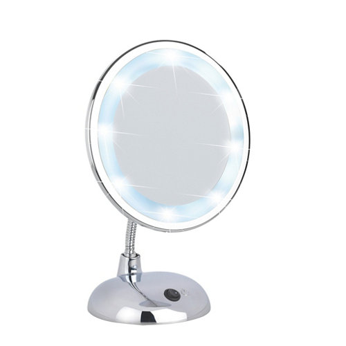 Espejo de aumento con luz style x 3 gris /plata