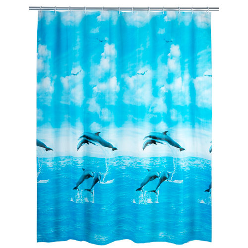 Cortina de baño delfines azul 180x200 cm de la marca Wenko en acabado de color Azul fabricado en PEVA