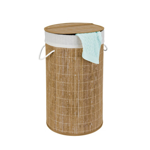 Cesto de ropa bamboo beige, marrón 55 l de la marca Wenko en acabado de color Beige fabricado en Bambú