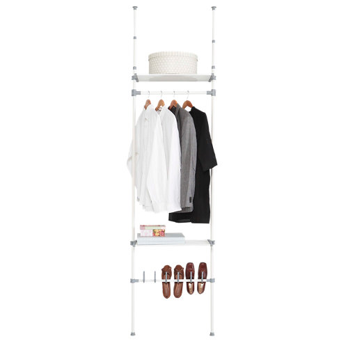 Jamba de mdf melamina blanca 45x10 mm x 2,25 m (ancho x grueso x largo) 26 Kit vestidor blanco extensible dress 2 estantes y 1 zapatero 240x68x25 cm
