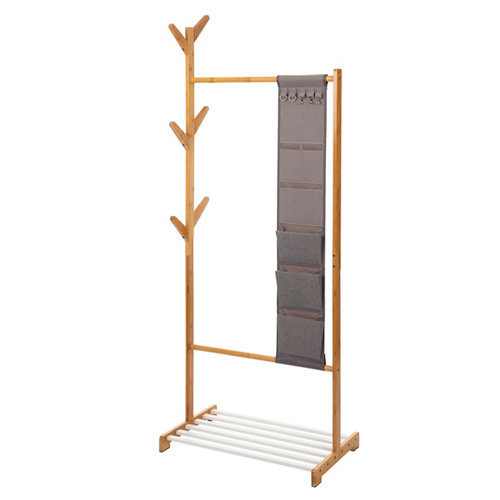 Puerta oslo blanco de apertura derecha de 72.5 cm 25 Perchero portátil sin ruedas bambú 1 estante 167x65x38cm