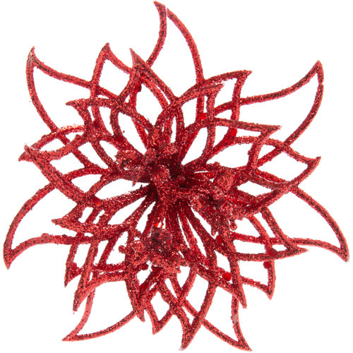 Flor con clip rojo navidad 14x5x14 cm