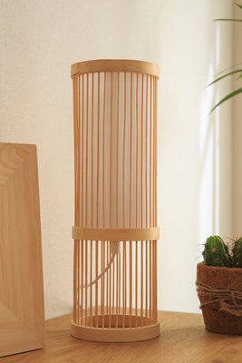 Brilliant nori lámpara de mesa 36 cm bambú/textil natural/blanco