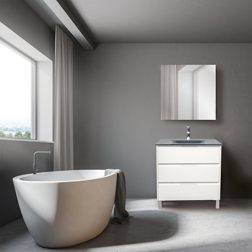 Mueble de baño con lavabo y espejo guano blanco 80x45 cm de la marca Blanca / Sin definir en acabado de color Blanco fabricado en Aglomerado