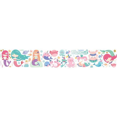 Sticker decorativo mermaid love infantil 32x200 cm
