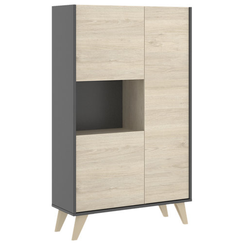 Mueble auxiliar nela grafito y natural 81x135x43 cm