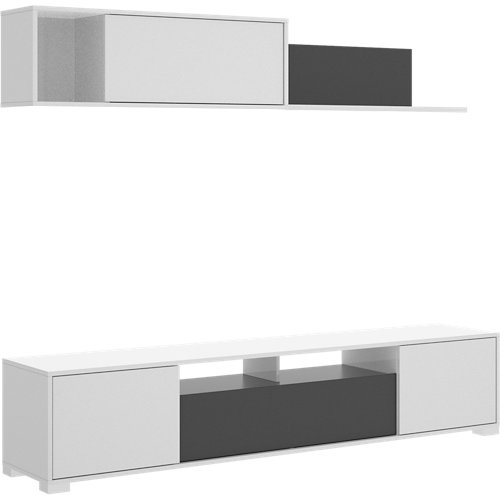 Mueble zia para salón blanco y gris 200x180x41 cm