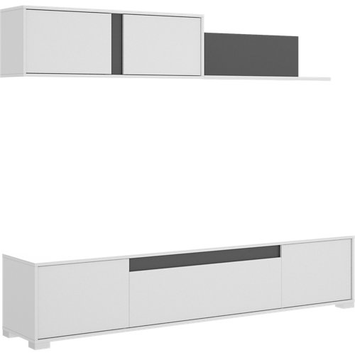 Mueble ciro para salón blanco y gris grafito 200x180x41 cm