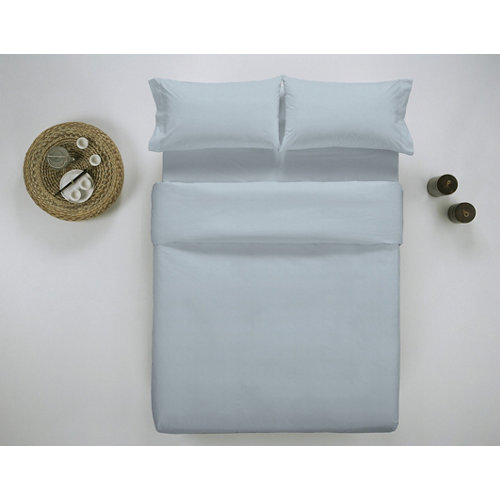 Funda nórdica wash grament lisa algodón 200 hilos azul bebé para cama de 200 cm