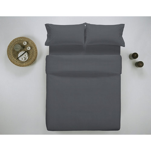 Funda nórdica wash grament lisa algodón 200 hilos gris para cama de 200 cm