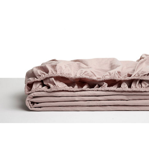 Sábana bajera ajustable cama 105cm percal liso smokey pink w.g.