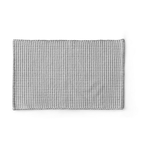 Alfombra gris algodón algodón cuadros 60 x 90cm
