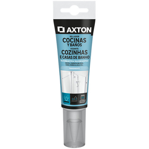 Silicona acética para cocinas y baños axton 60 ml transparente