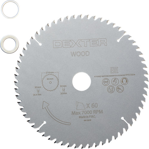 Hoja de sierra circular dexter para madera 216x30 60 d