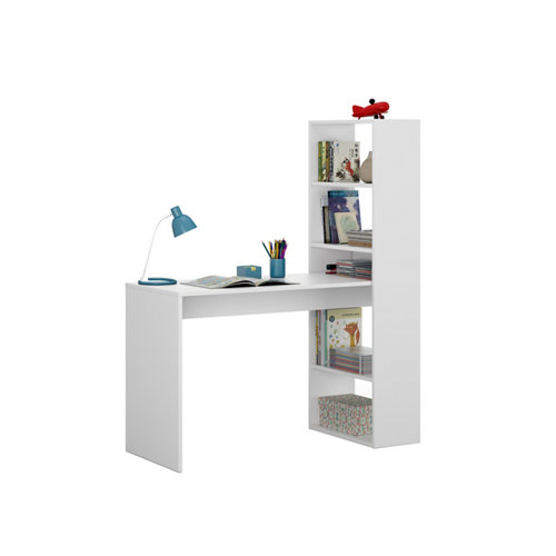 Mesa escritorio duplo con estantería blanco 120x144x53 cm