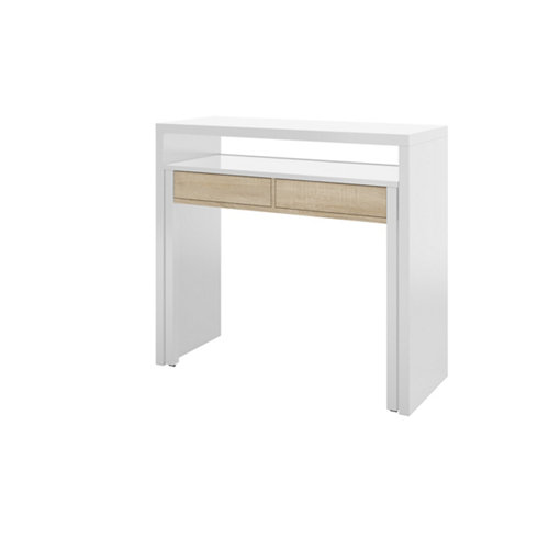 Mesa de escritorio blanco/roble 88x99x36 cm