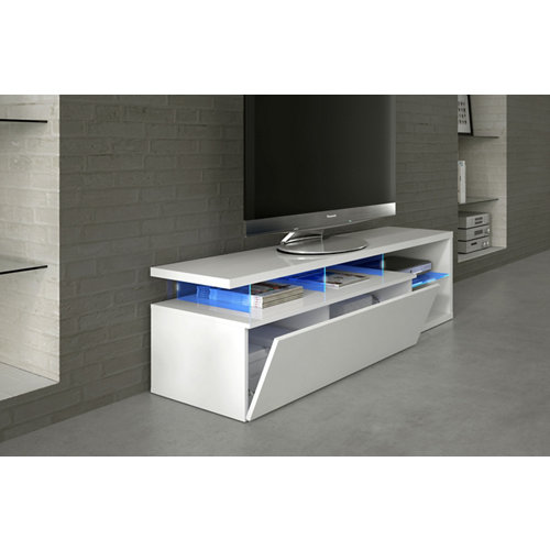 Puerta noruega blanco de apertura derecha de 72,5 cm 28 Mueble de televisión bluetech blanco brillo 150x41x43