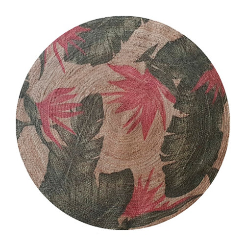 Alfombra verde yute verde redonda 90 x 90cm 24 Alfombra rosa yute tropical 90 x 90cm