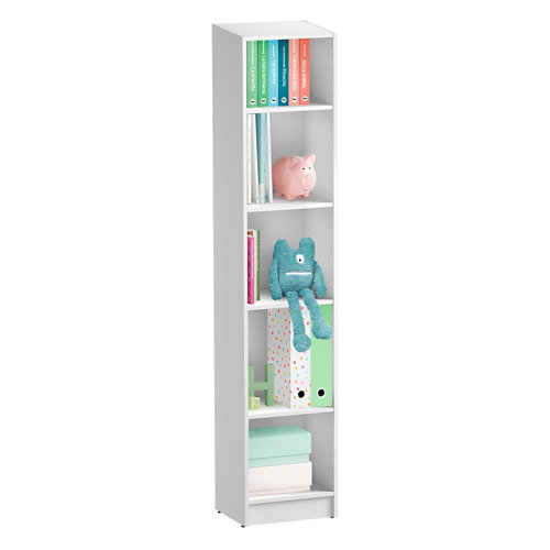 Librería estantería con cuatro baldas spaceo home blanco 40x200x30 cm