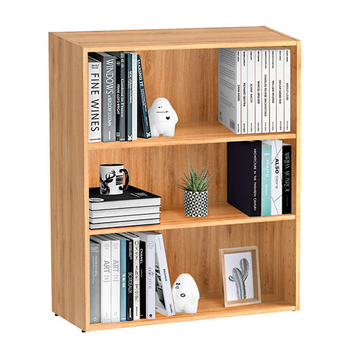 Librería estantería con dos baldas spaceo home roble 80x100x30 cm