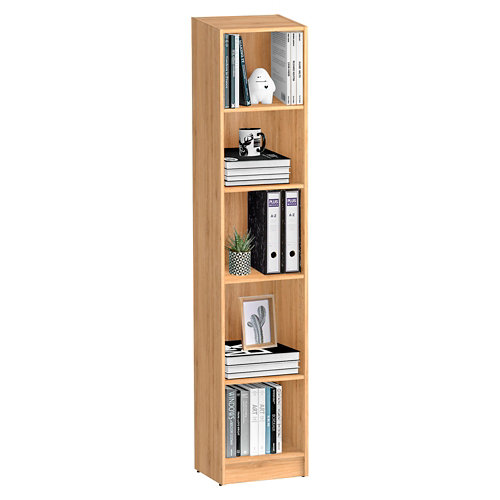 Librería estantería con cuatro baldas spaceo home roble 40x200x30 cm