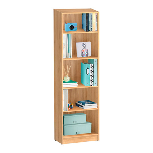 Librería estantería con cuatro baldas spaceo home roble 60x200x30 cm