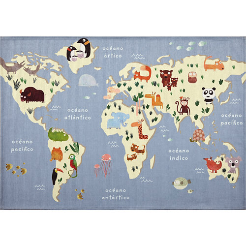 Alfombra multicolor algodón y poliéster mapa 120 x 170cm