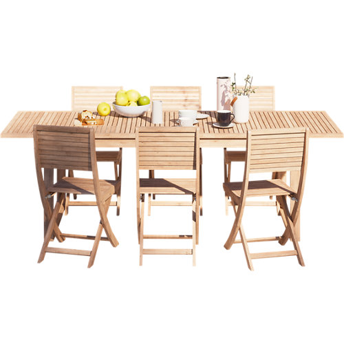 Conjunto de muebles de exterior solis extensible de madera para 6 comensales