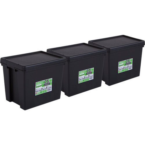 Pack 3 cajas bambox negra 29x21x38 cm 24l
