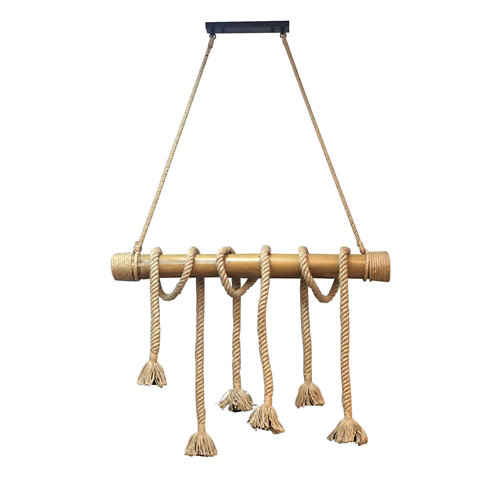 Lámpara bambú-cuerda 6 luces