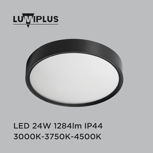 Plafón led lumiplus asli 24w ip44 negro