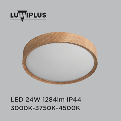 Plafón led lumiplus asli 24w ip44 madera