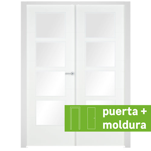 Conjunto puerta doble vidriera lucerna izquierda 125 cm + tapeta