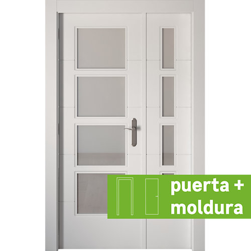 Conjunto puerta doble vidriera lucerna izquierda 115 cm + tapeta