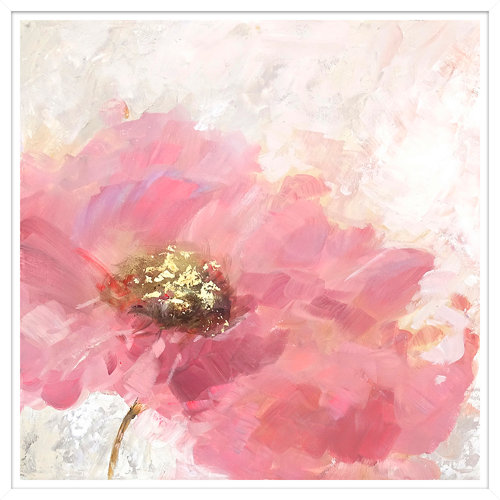 Pintura original flor rosa 35 x 35 cm