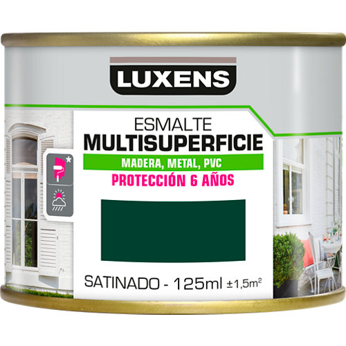 Pintura multisuperficie satinado al agua luxens 125 ml moss green