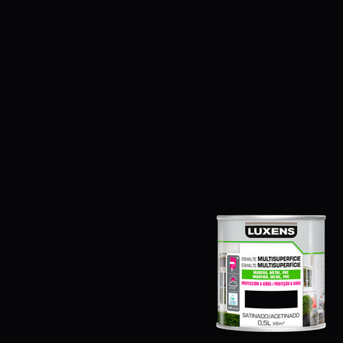 Pintura multisuperficies satinado al agua luxens 500 ml black