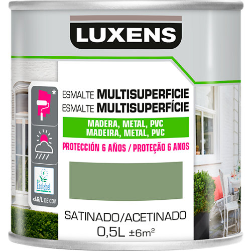 Pintura multisuperficies satinado al agua luxens 500 ml pale green